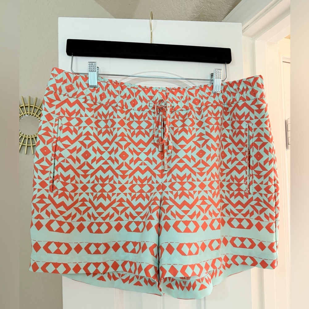 The Limited Orange and White Geometric Women's Shorts
